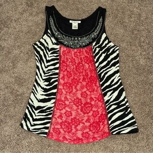 Zebra and Pink Lace Women's Tank Top